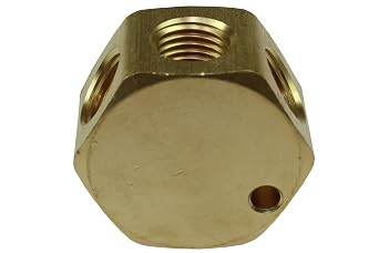 Coilhose Pneumatics 3122 Flat Hex Manifold, 1/4-Inch FPT Supply Port, Three 1/4-Inch FPT Output Ports