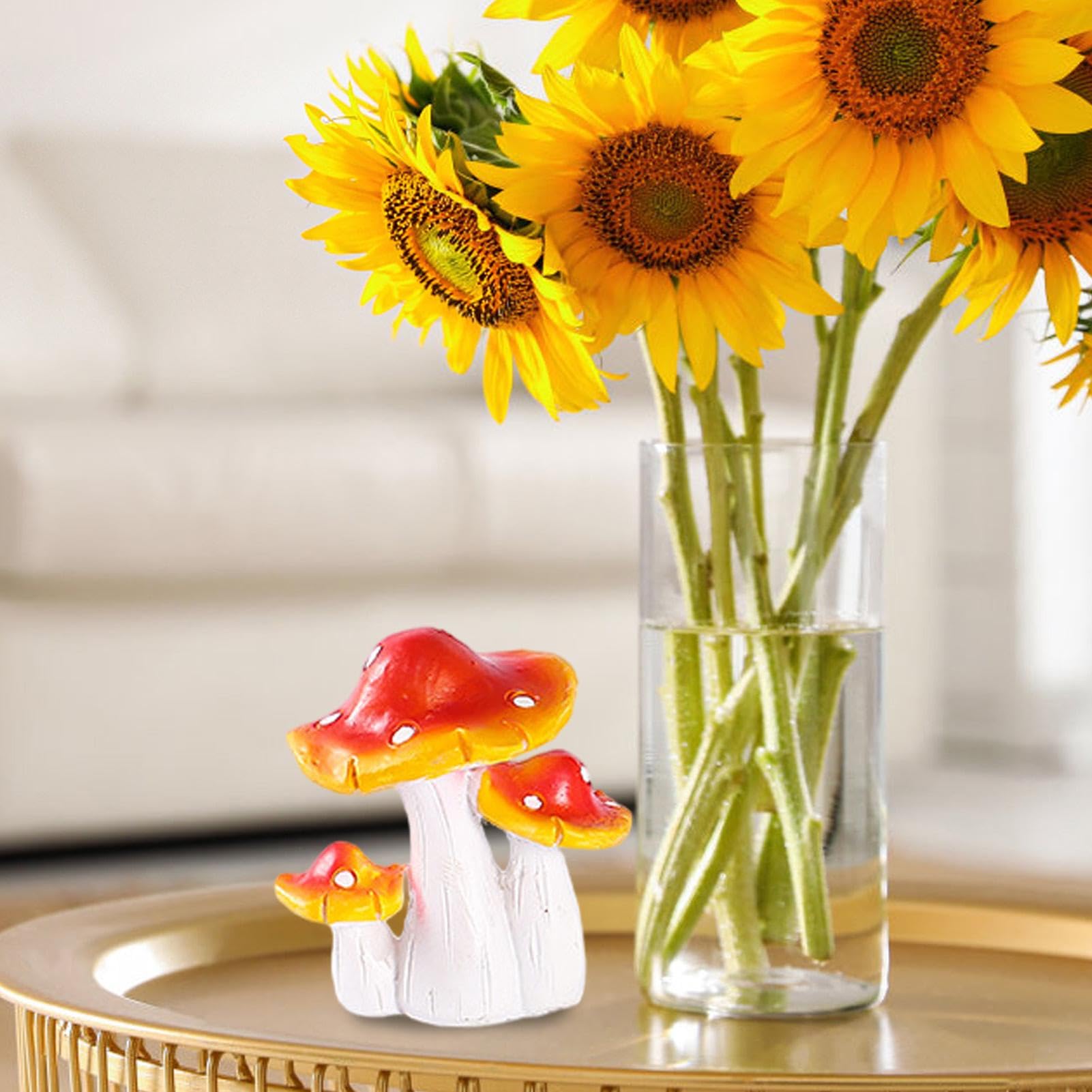 Figuras De Setas De Resina - Adornos Pequeños Para Jardín, Macetas O Decoración - Pack De 1 Unidad (4.5x4.5x5.5 Cm)
