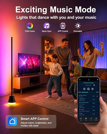 Keepsmile Smart RGB LED Corner Floor Lamp,172 LEDs Bright Standing Lamps for Living Room with APP and Remote,Modern Floor Lamp with Music Sync and 16 Million Colors, Ambient Lighting for Bedroom