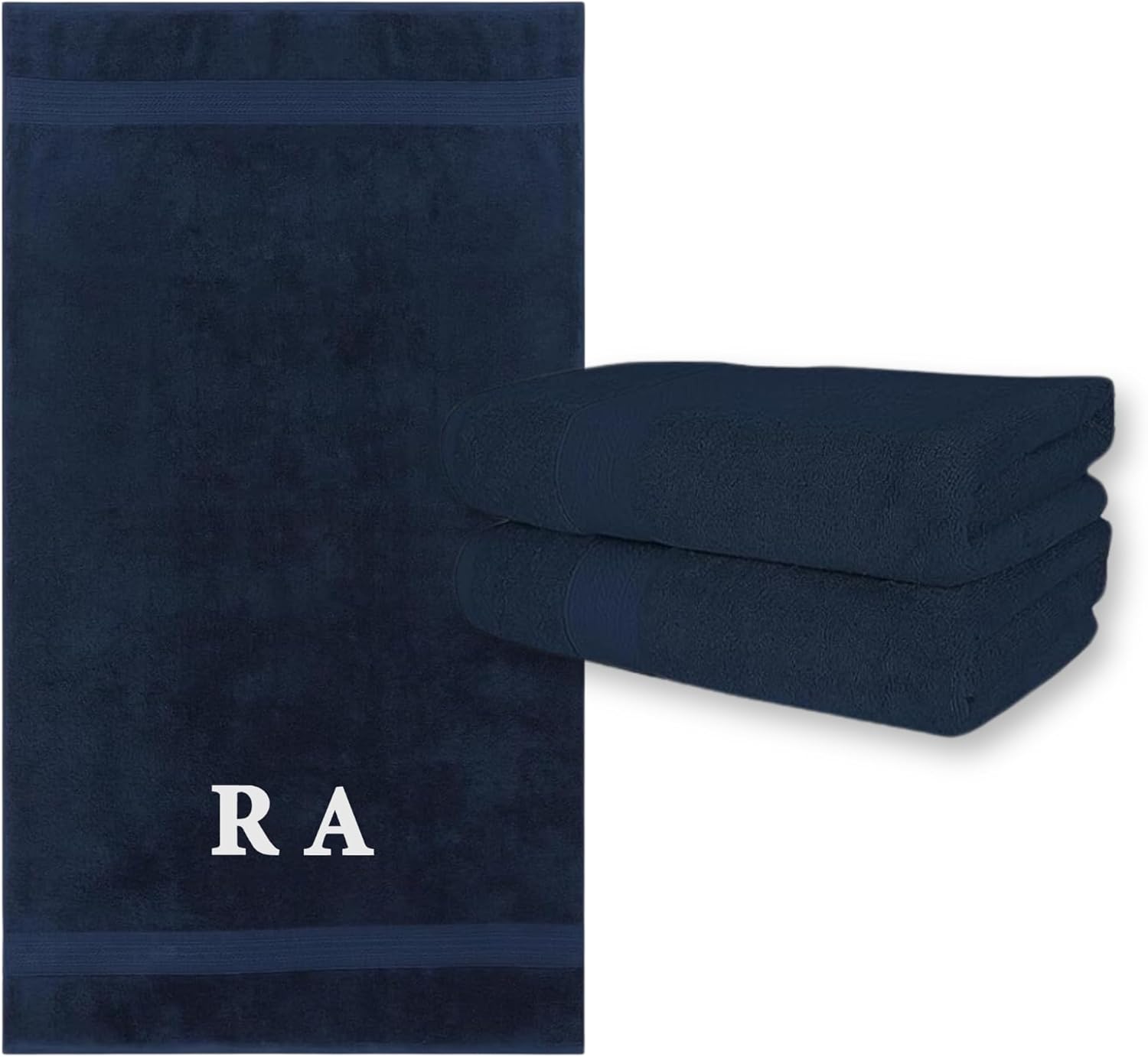 Kaufman - 2 Piece 100% Cotton Bath Towel Set Custom Embroidered | 54 x 30 in | 2 Luxury Bath Towels | Highly Absorbent & Quick Dry Towel | Thick & Soft Premium Bath Towels for Bathroom