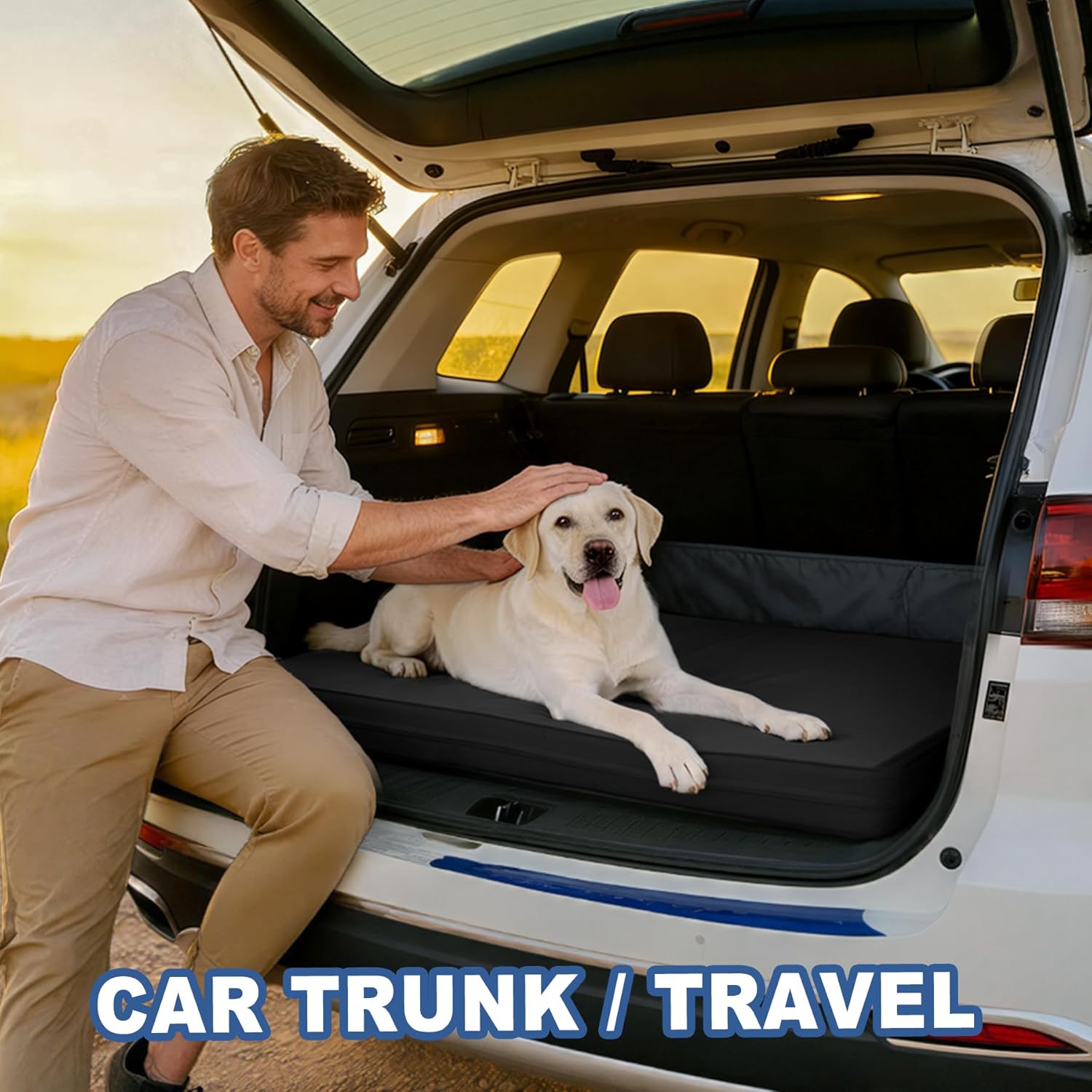 Vonabem Outdoor Dog Bed Waterproof Washable, XL Large Crate Bed 42 inch, Durable Leather Pet beds Foam Orthopedic, Anti-Slip Kennel Pad with Removable Cover Reversible, 41"x27" Black