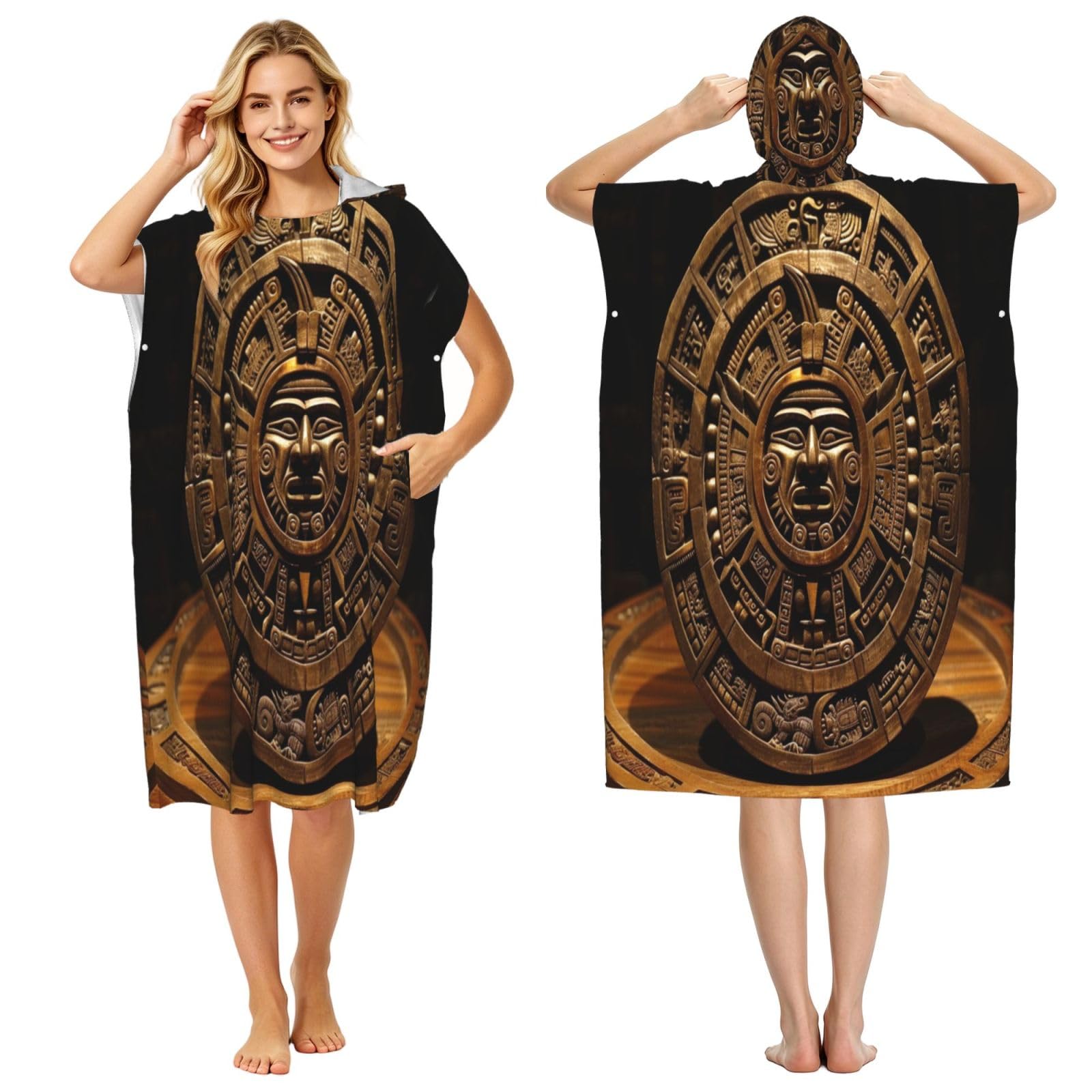 DTHKJNLSF Vintage Compass Adult Hooded Beach Poncho Towel