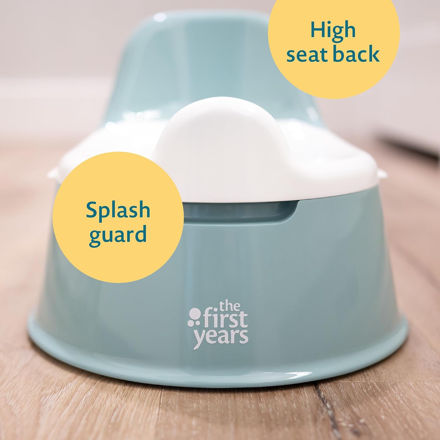 The First Years Sure Support Training Potty - Built-in Backrest and Splash Guard and Non-Slip Grip - Comfortable and Portable Toddler Potty Chair - Sage - 18 Months and Up