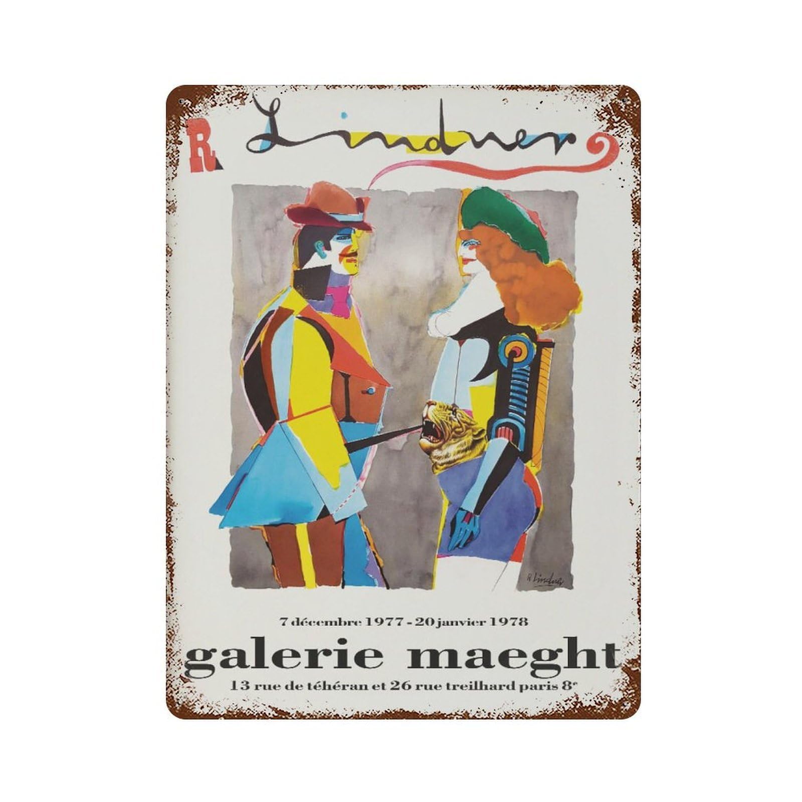 xiaoxiaoshen Richard Lindner 'man And Woman' Galerie Maeght Exhibition Wall Decor Art Metal Tin Poster Modern Home Decor Art Home Bar Shop Decorations Vintage Sign 40x30cm