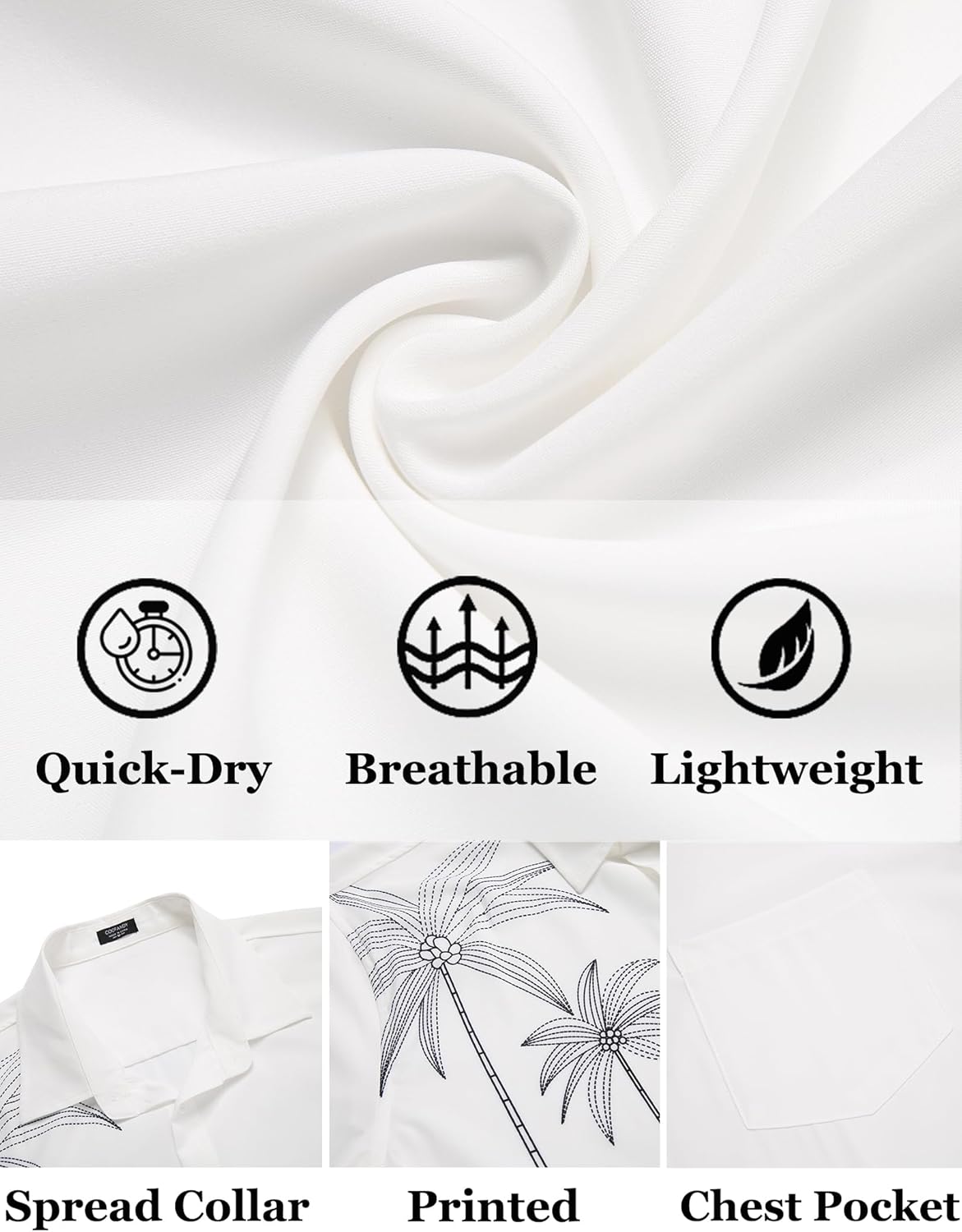 COOFANDY Mens Hawaiian Tropical Shirts Short Sleeve Button Down Summer Beach Shirt with Pocket - Image 5