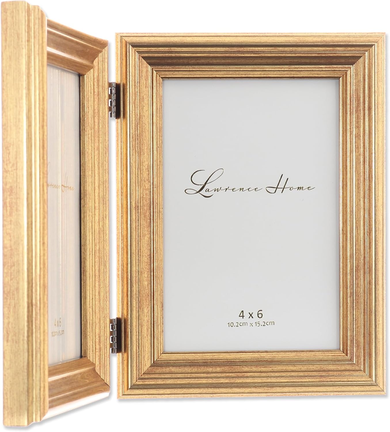 Lawrence Frames 4x6 Hinged Double Sutter Burnished Gold Picture Frame image 3