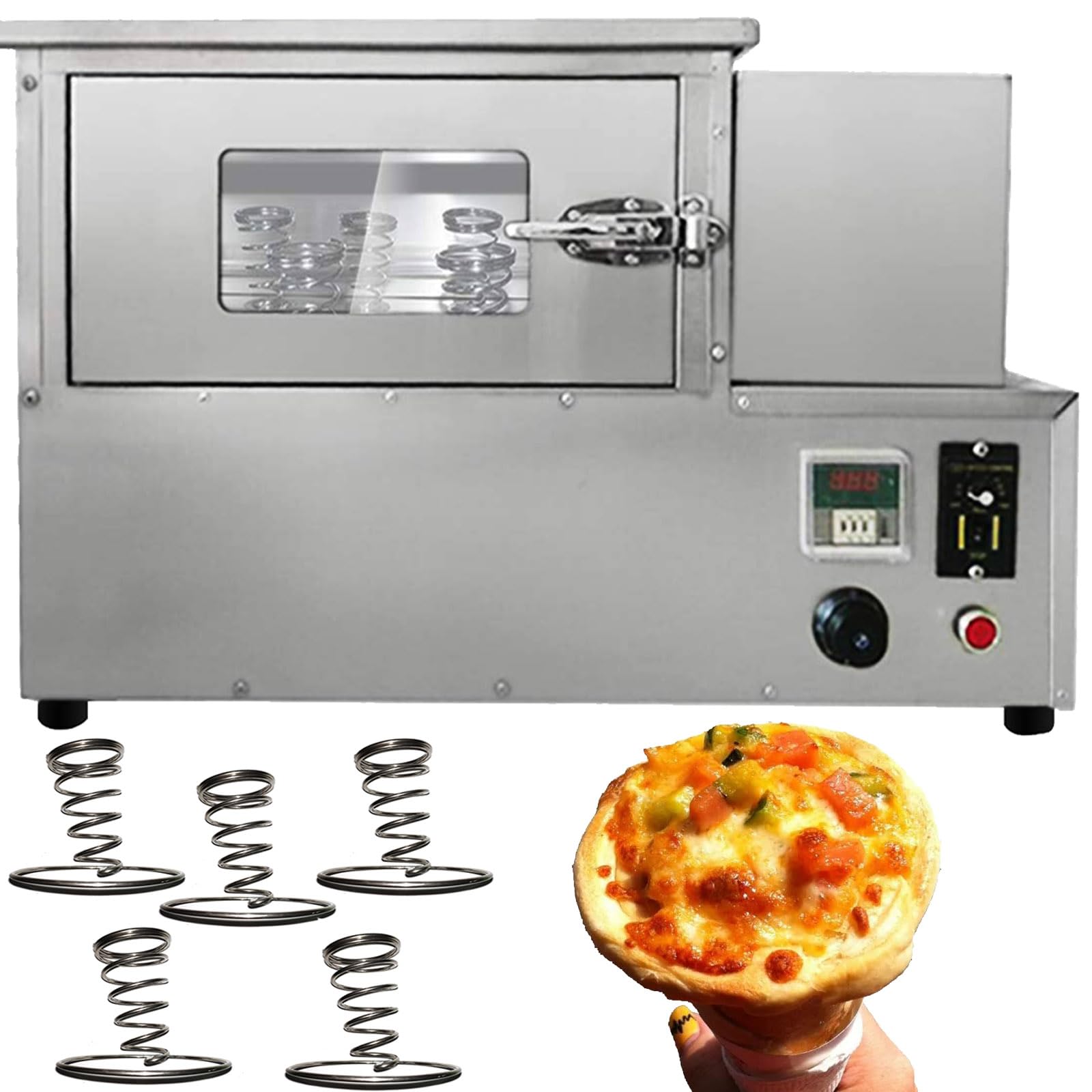 TXMACHINE® Pizza cone machine 4 cone maker with pizza oven,display warmer,pizza cone making machine,4 shapes (oven machine, 220V/50HZ)