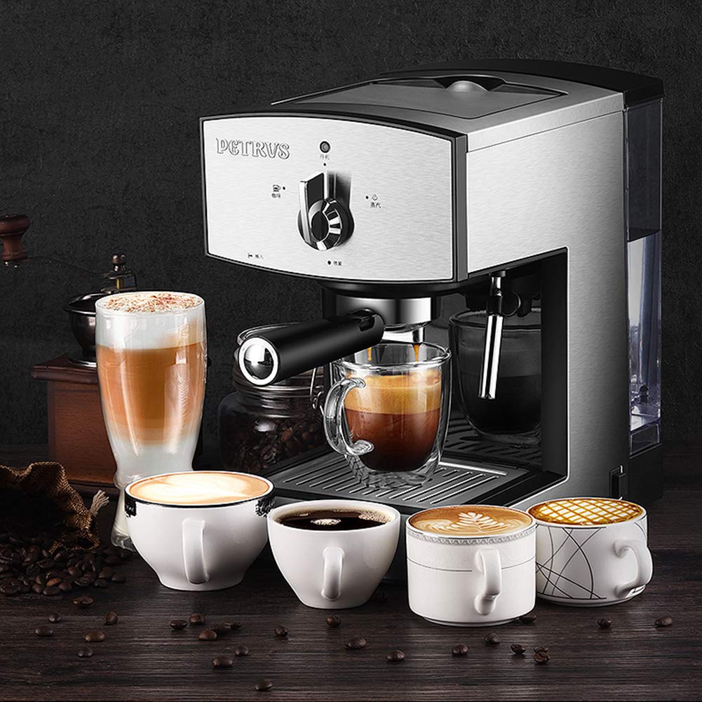 Amazon | 濃縮エスプレッソマシン、20 bar圧力ポンプ–ラテ付きコーヒー