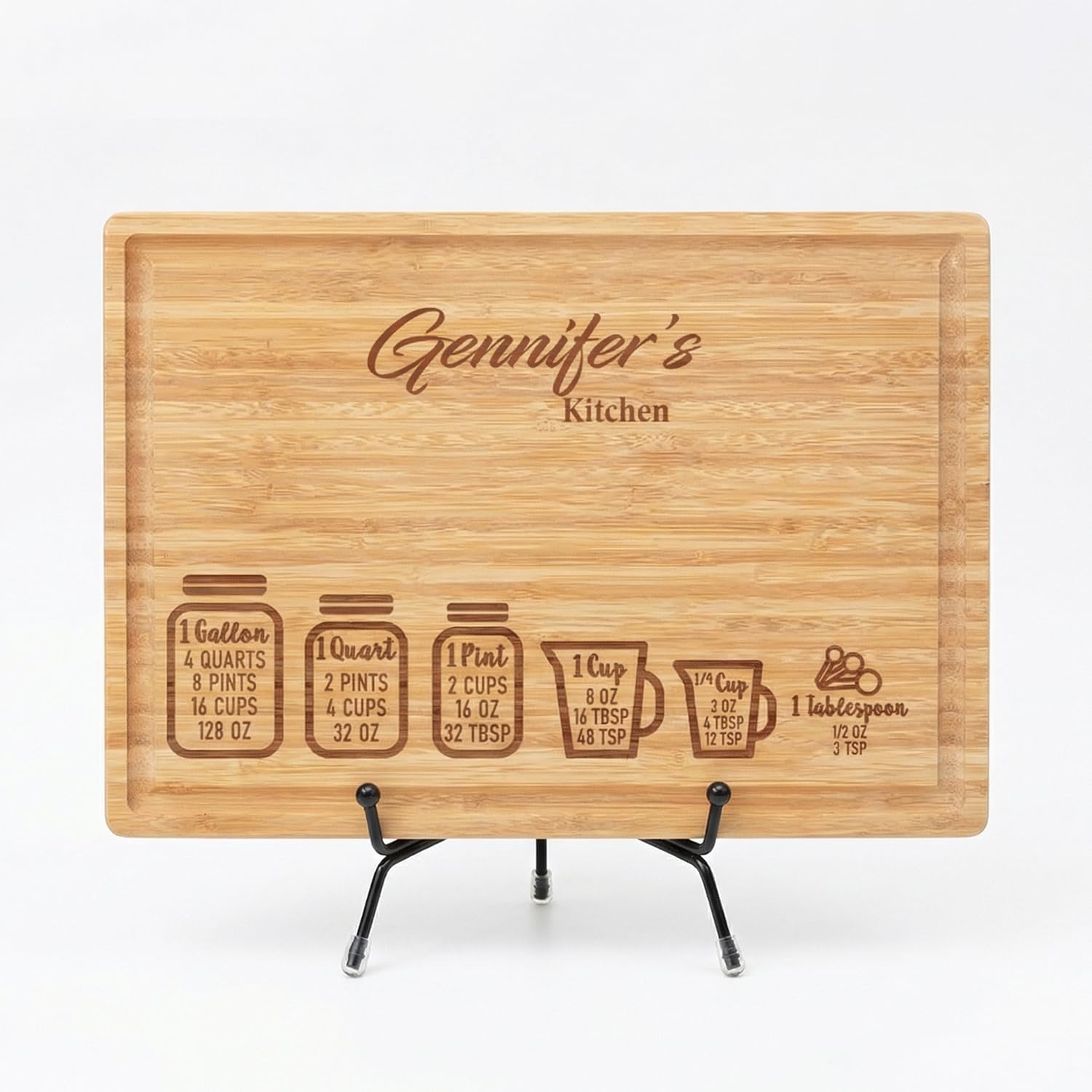 callie Personalized Cutting Board - Kitchen Conversion Chart - Baking Cooking Decor Gifts for Women Mom (S, M, L)