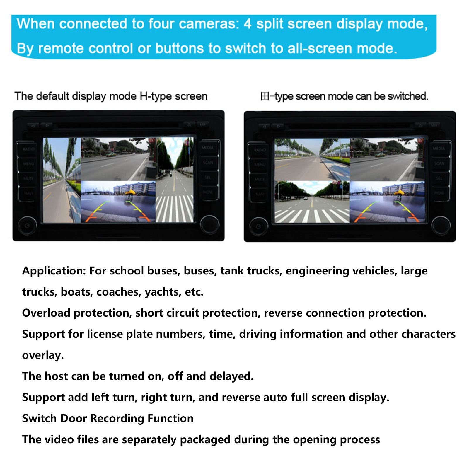 Répartiteur Vidéo Numérique Mobile Mini Répartiteur Vidéo 4 Canaux 720P Accessoires électroniques Automobiles Pour Bus Camions-citernes Bateaux Yachts