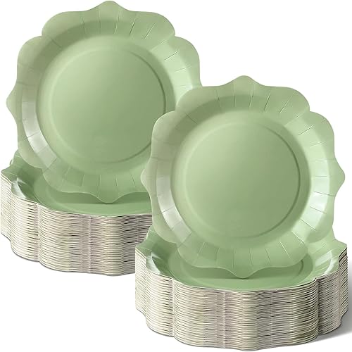 Miniatura 7 de Mifoci 100 platos de papel de Navidad con borde festoneado, platos de papel desechables de 9 pulgadas, platos de papel desechables de bayas y