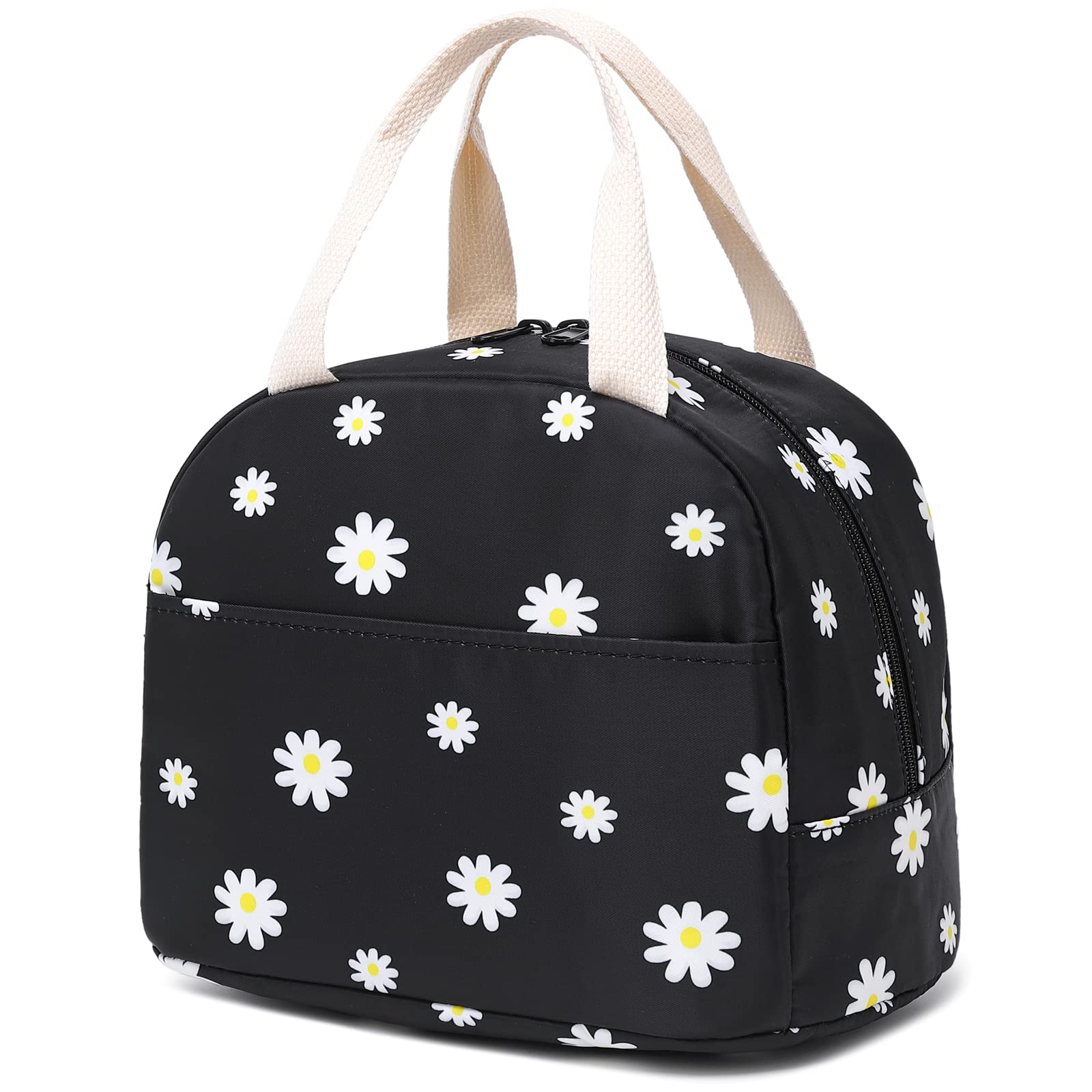 Flowers Insulated Lunch Bag for Women Girls Reusable Lunch Box Picnic Tote Bags for Adults Kids School Work
