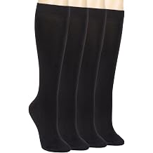 4 Pack Bamboo Lightweight Knee High Dress Socks for Women Casual Sock Breathable Tube Socks for Roller Skate
