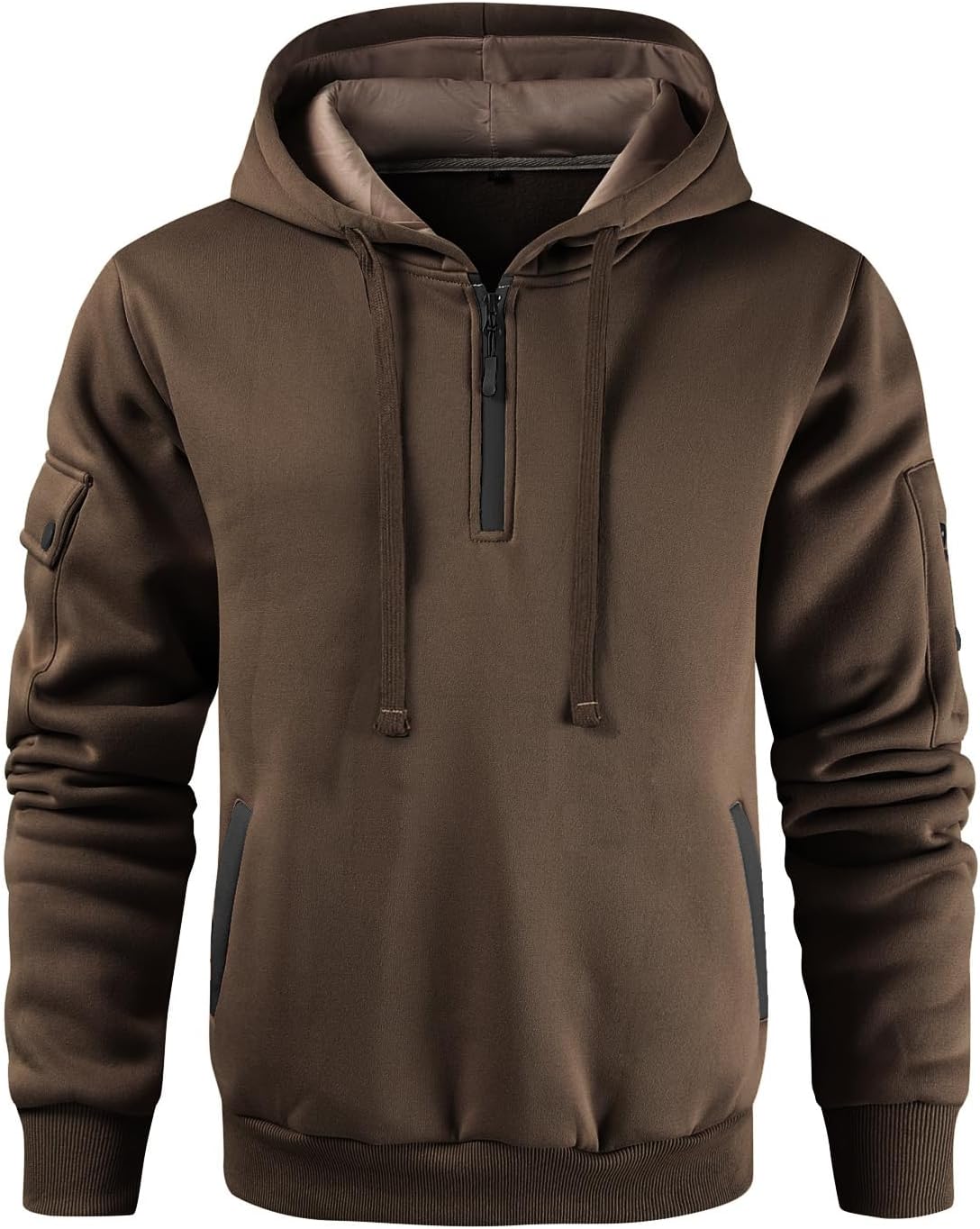 Leidowei Men's Hoodies Casual Pullover Hooded Sweatshirt Long Sleeve Quarter Zip Hoody Tops With Kangaroo Pocket - Image 3