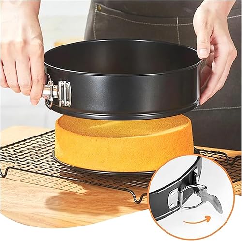 Miniatura 6 de Nonstick Coating Round Springform Pan Set With Removable Bottom Plate And Heart Shape Baking Cake Pans Cheesecake Mold(7 inch(Black))