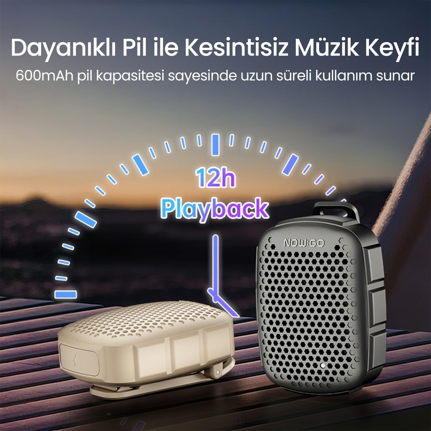 NOWGO Lava Clip 5W Klipsli Su Geçirmez Taşınabilir Mini Bluetooth Hoparlör Kahverengi