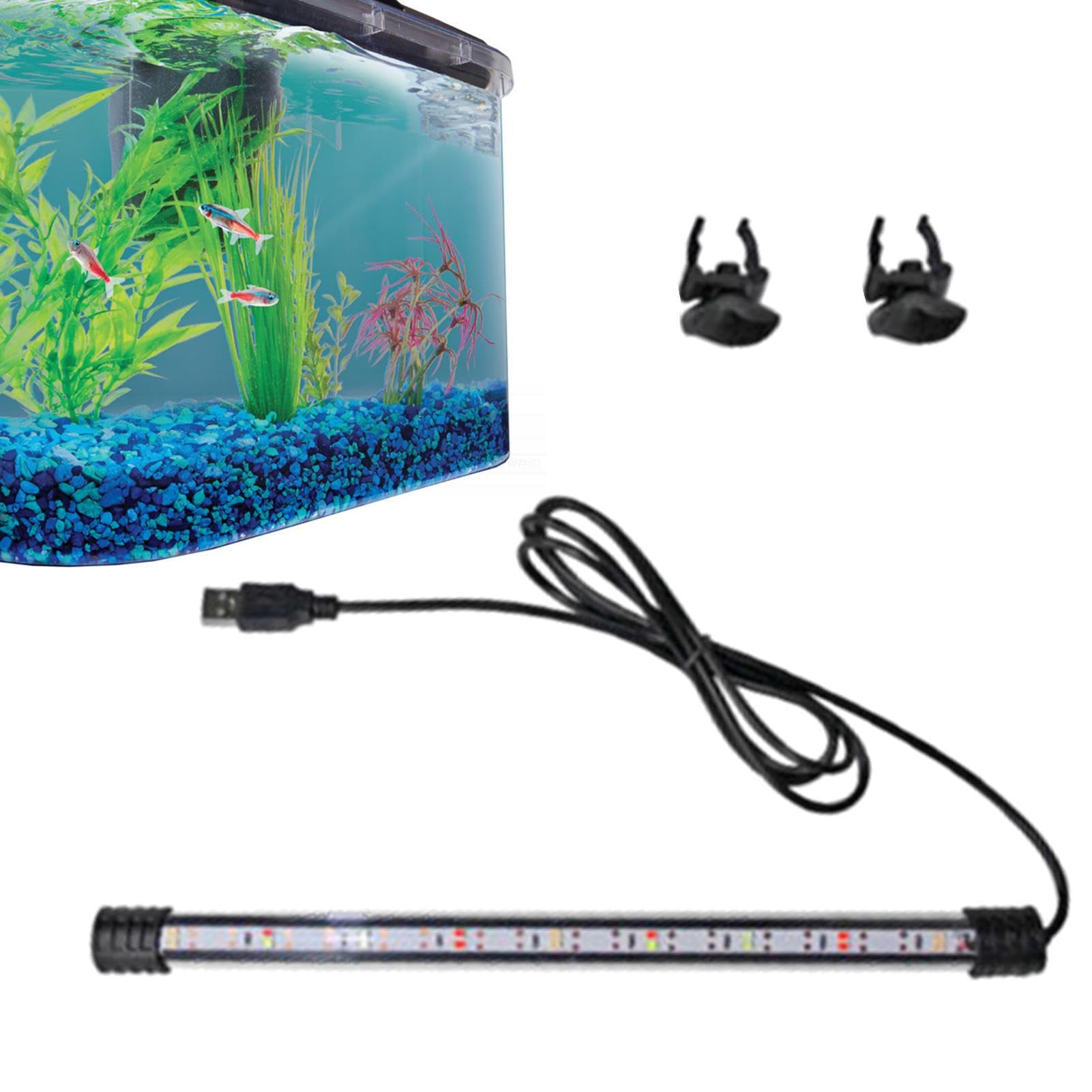 Teksome Luz para plantas de acuario | Luz LED para pecera - Luz LED impermeable para pecera Ip 67 con ventosas de 2 piezas, lámpara de acuario para pecera