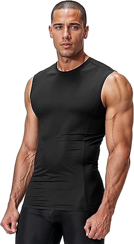 Miniatura 9 de DRSKIN Paquete de 4, 3 y 2 camisetas de compresión para hombre, sin mangas, atléticas, deportes, entrenamiento, correr, capa base activa