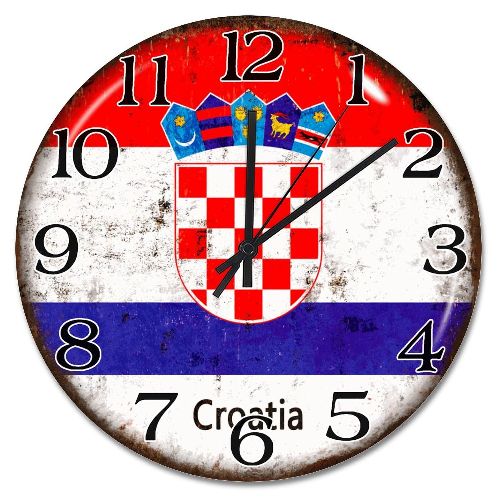Horloge murale Croatie sans tic-tac résout les bruits nocturnes 38cm