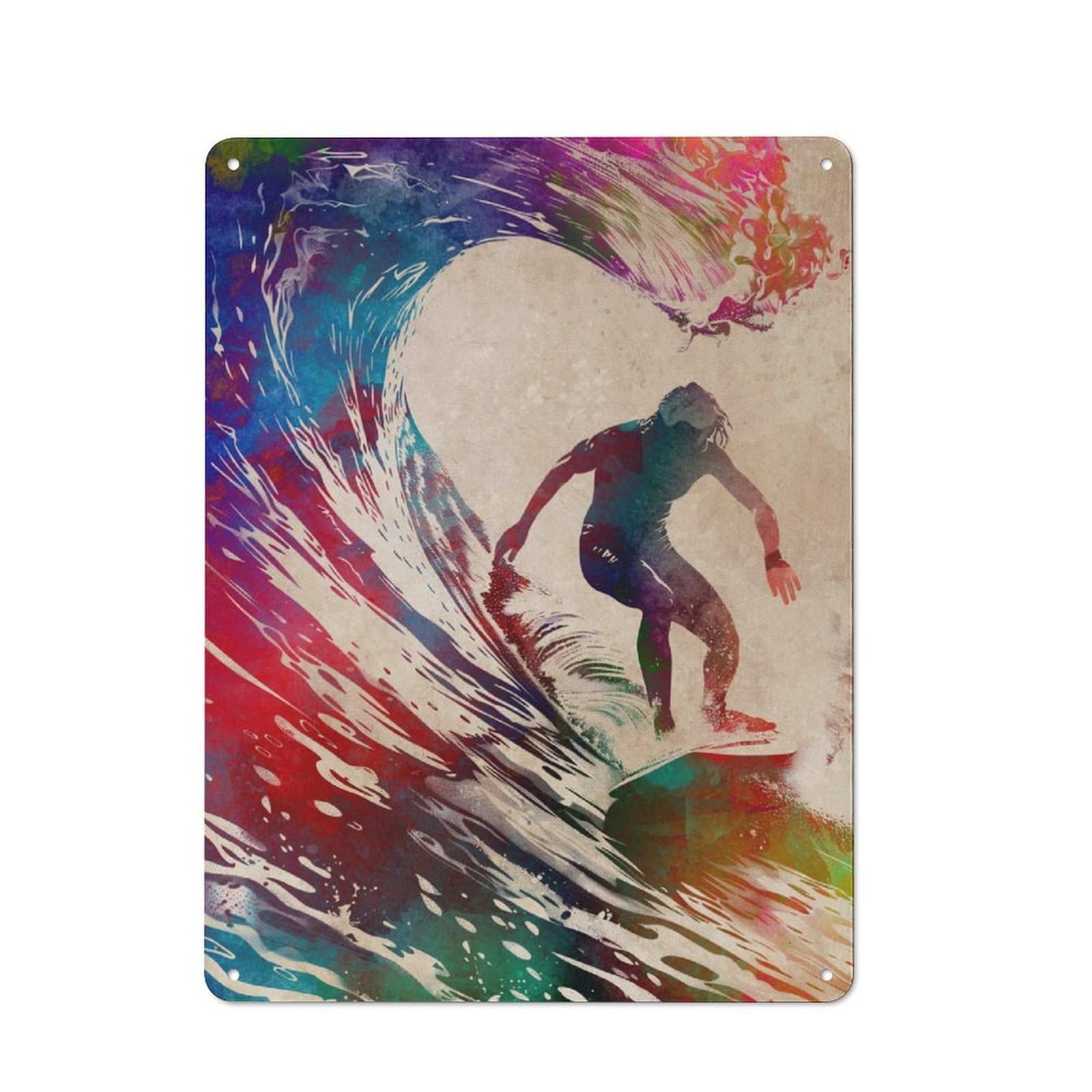 Cottage Style Surfer Watercolor Art Country Metal Sign 40x30cm, Farmhouse Wall Decor for Farmhouse Kitchen, Pantry Or Dining Area