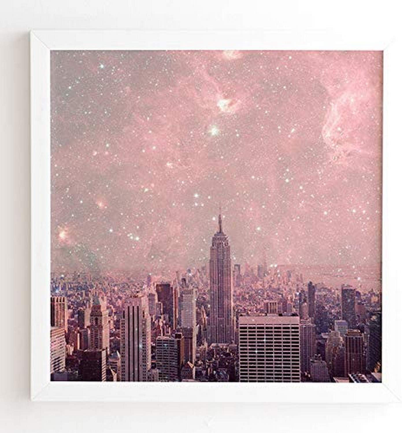 Deny Designs Bianca Green Stardust Covering New York Framed Wall Art, 18" x 24", Poster