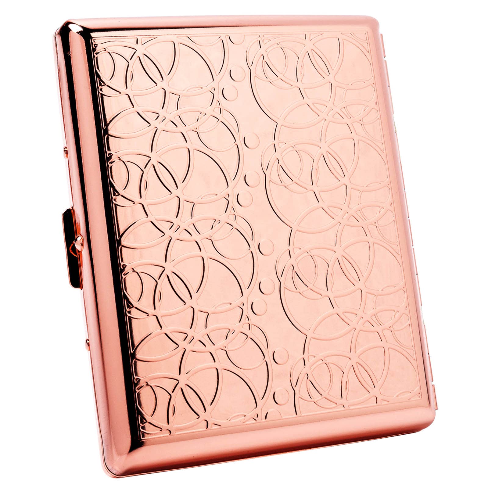 Retro Metal case,Plated Rose Gold,20 Capacity, for Men and Women (Rose Gold,100mm King Size)