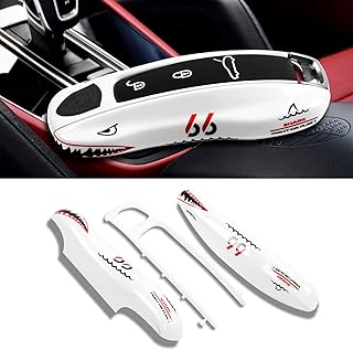 Jaronx Compatible with Porsche Key Cover, Key Case Compatible with Porsche Cayenne Panamera 2018-2021, Compatible with Porsche Carrera Taycan 2020 2021, Key Fob Cover Key Shell Cover (Big Shark)
