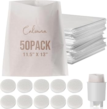 Calvana Complete Cold Brew Coffee Filter Replacement Set Includes 10 Reusable Felt Filters and 50 Paper Filter Bags Compatible Cold Brew Maker Systems