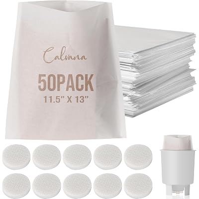 Calvana Complete Cold Brew Coffee Filter Replacement Set – Includes 10 Reusable Felt Filters and 50 Paper Filter Bags – Compatible Cold Brew Maker Systems