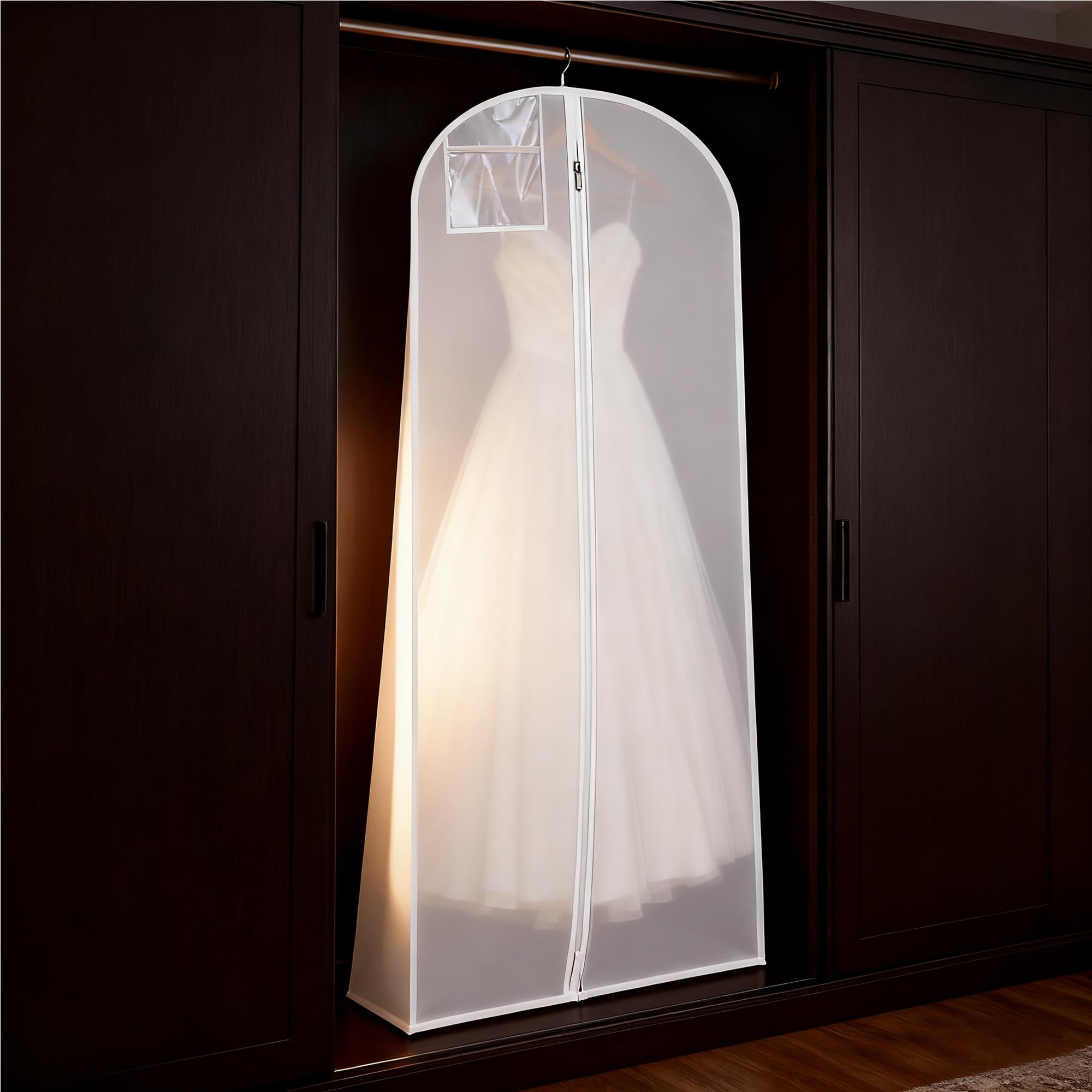 2 Pièces Housse Robe de Mariée, 180 cm Housse Robe Longue, Housse Vetements à Suspendre respirante à fermeture éclair, adaptée aux robes de mariée,robes de soirée, manteaux longs