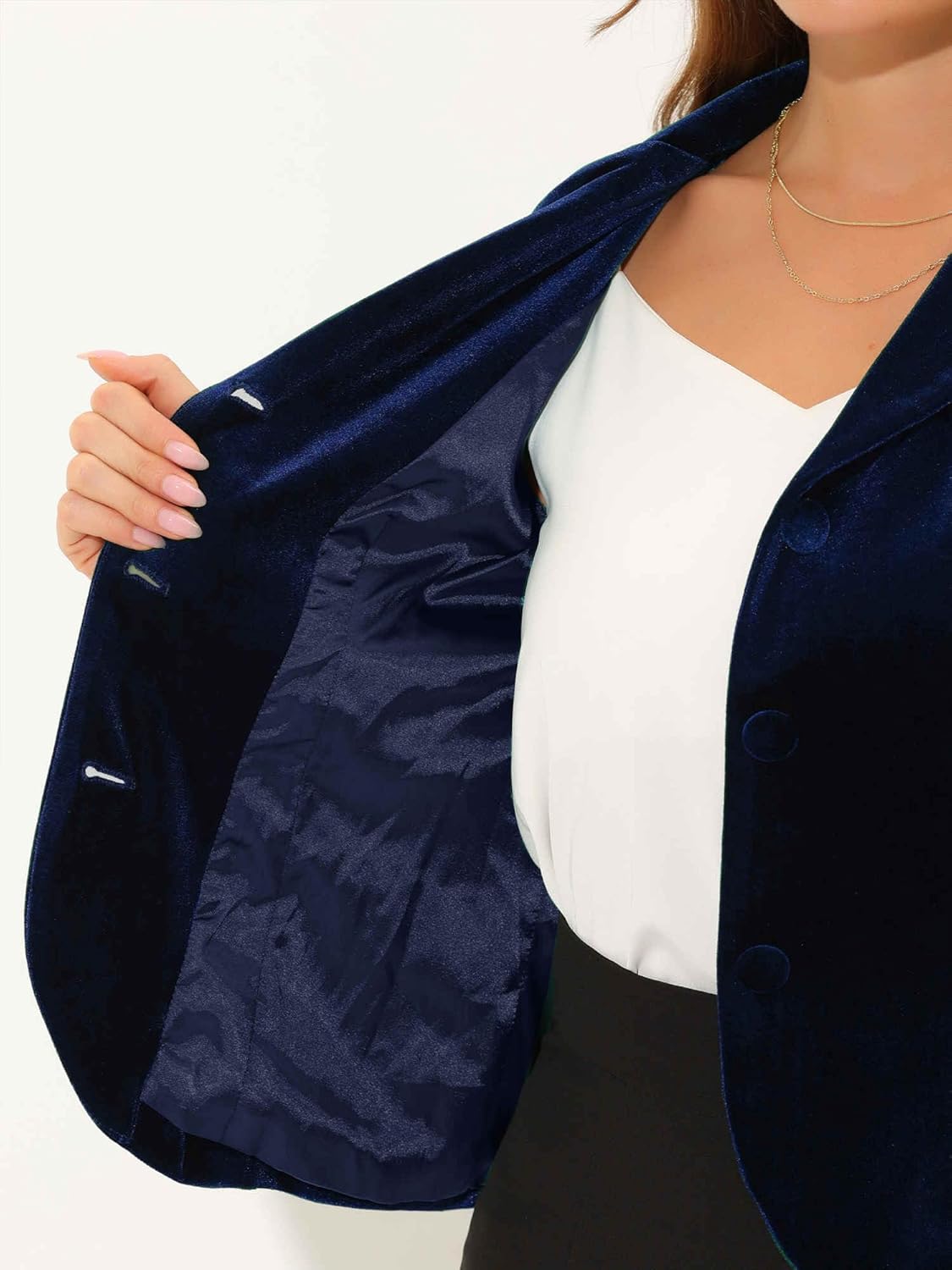 Allegra K Women's Halloween Christmas Suit Jackets Notched Lapel Collar Button Office Velvet Blazer - Image 5