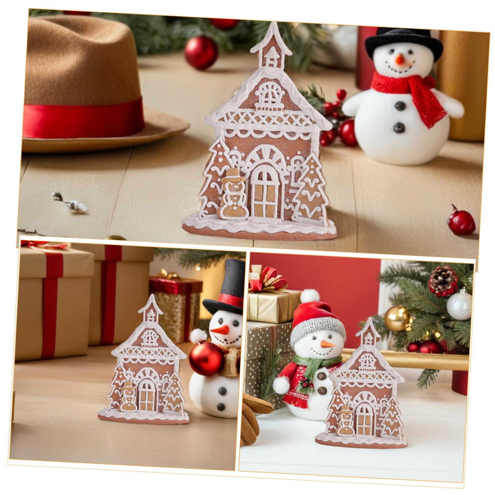 iplusmile Maison Miniature Pain Épice Village de Noël Décorations Enneigées Collectionnable pour Cheminée Noël Fêtes