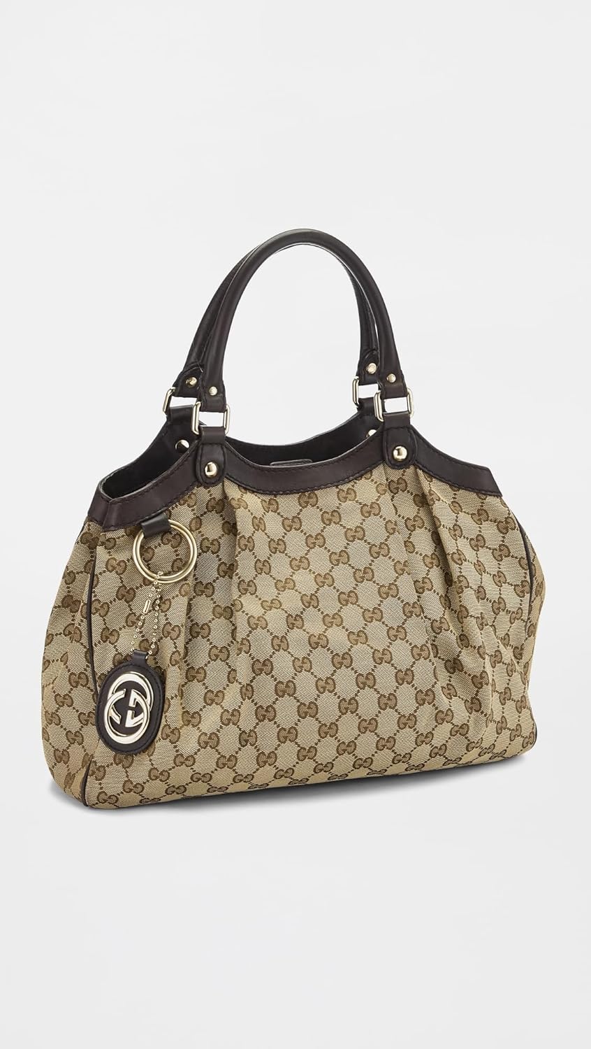 WHAT GOES AROUND COMES AROUND Women's Pre-Loved Gucci Brown Canvas Sukey Tote - Image 4