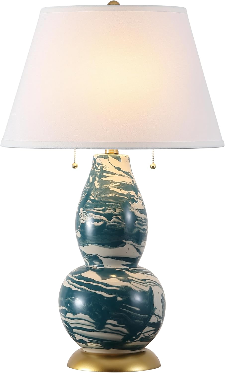 SAFAVIEH Lighting Collection Modern Swirls Blue/ White 29-inch Bedroom Living Room Home Office Desk Nightstand Table Lamp (LED Bulbs Included)