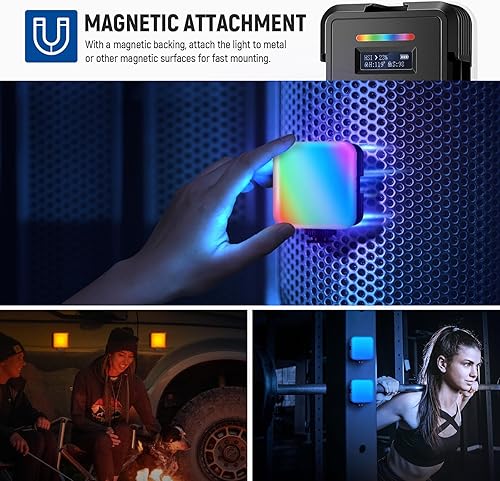 Miniatura 5 de NEEWER Luz de video RGB magnética RGB62 con control de aplicación mejorado, luz de cámara LED a todo color de 360 con 3 zapatos fríos CRI97+