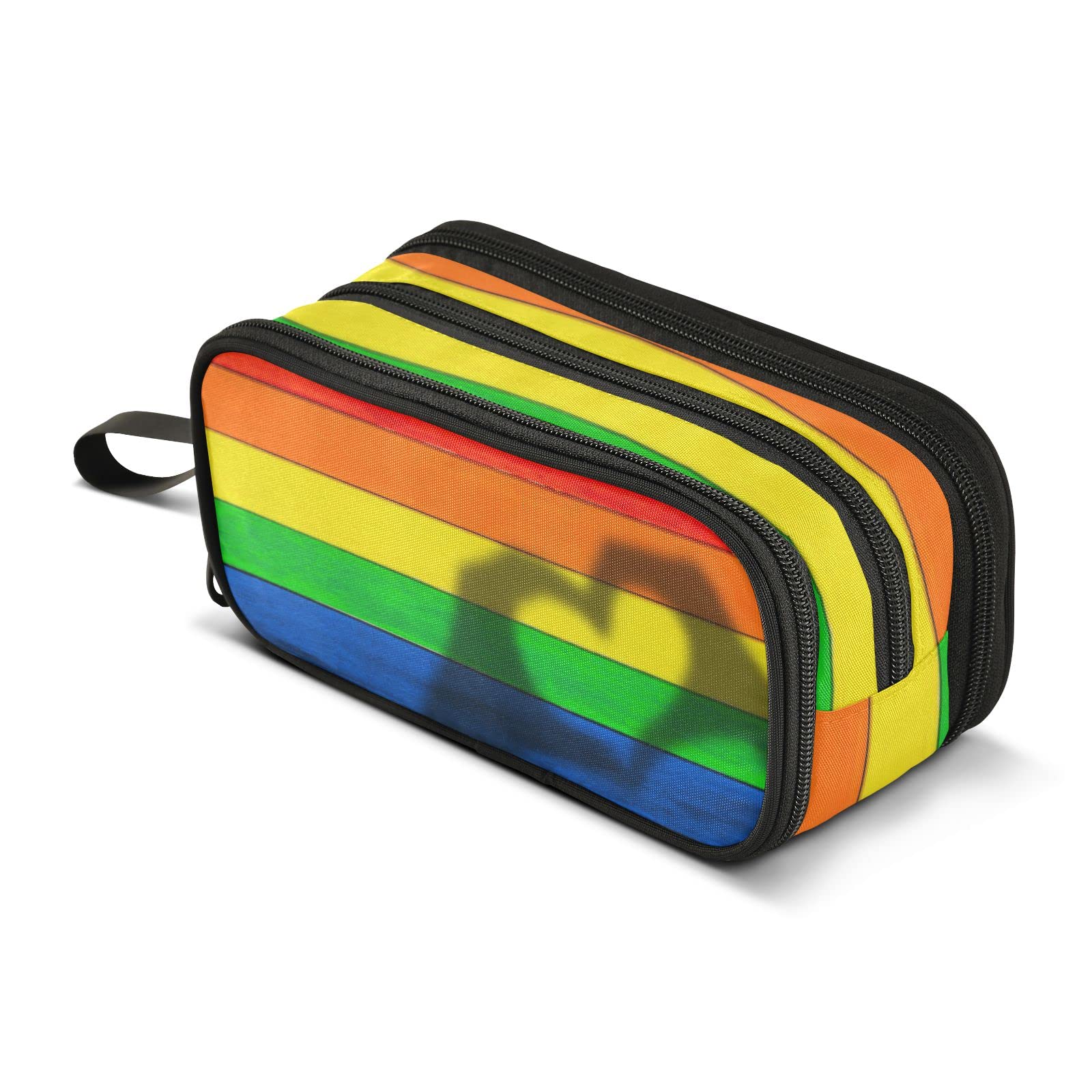 Large Pencil Case Rainbow Pencil Bag Portable Office Stationery Makeup Bag for Middle High School College Students Girls Boys