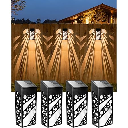 4 Pack Solar Fence Lights Outdoor Waterproof , Solar Deck Lights with Warm White & RGB Mode, Solar Wall Lights Outdoor for Garden, Fence, Step, Stair, Pathway, Backyard and Front Door Decor