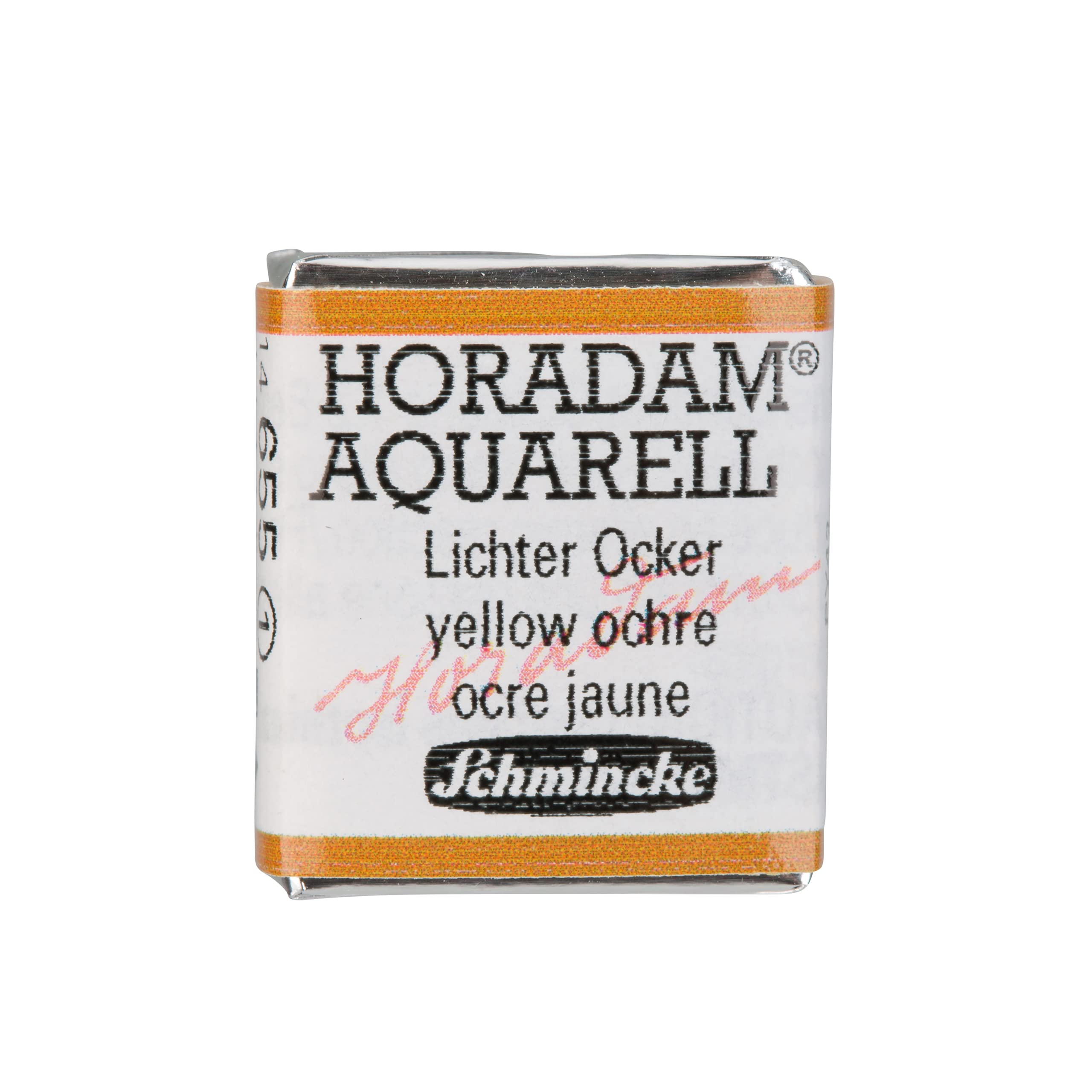 Schmincke - HORADAM® AQUARELL - finest artists' watercolours, 655 Yellow Ochre, 14 655 044, 1/2 pan