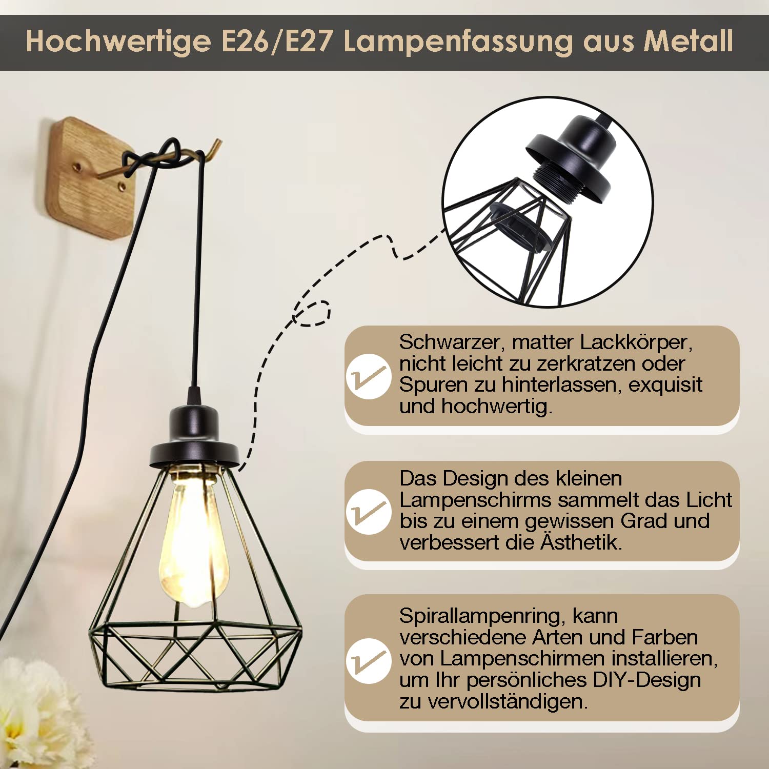 DIY Hängeleuchten-Set Mit Vintage-Hanfseilkabel, E27 Fassung & Schalter, 2x 4.5m – Für Küche, Keller, Loft