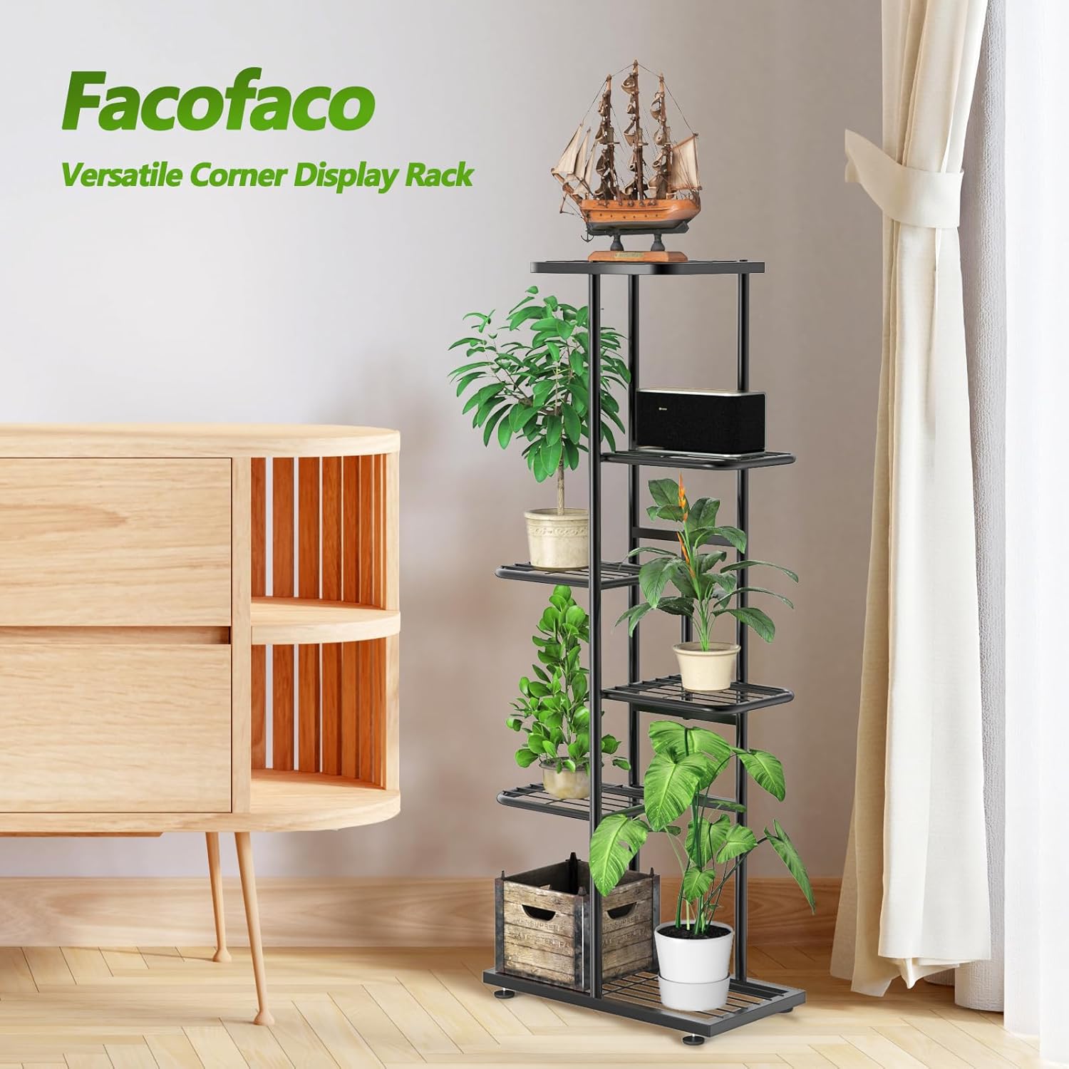 6 Tier 7 Potted Metal Plant Stand Indoor with Gardening Tools and Gloves, Corner Tall Tiered Plant Shelf Organizer Outdoor for Multiple Plants, Flower Pot Holder Display Rack for Patio, Garden