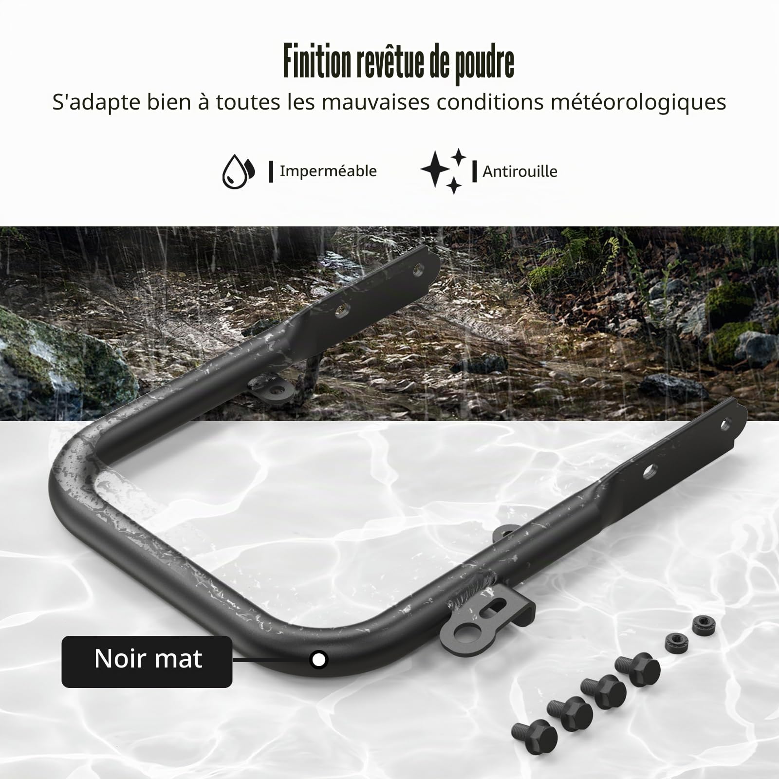 NICECNC Barre d'appui arrière Noire en Acier Carbone Robuste Compatible avec Yamaha Blaster 200 YFS200 1988 1989 1990 1991 1992 1993-2006, Remplacement pour 5KJ-2845R-30-00, 5KJ-2845R-00-00