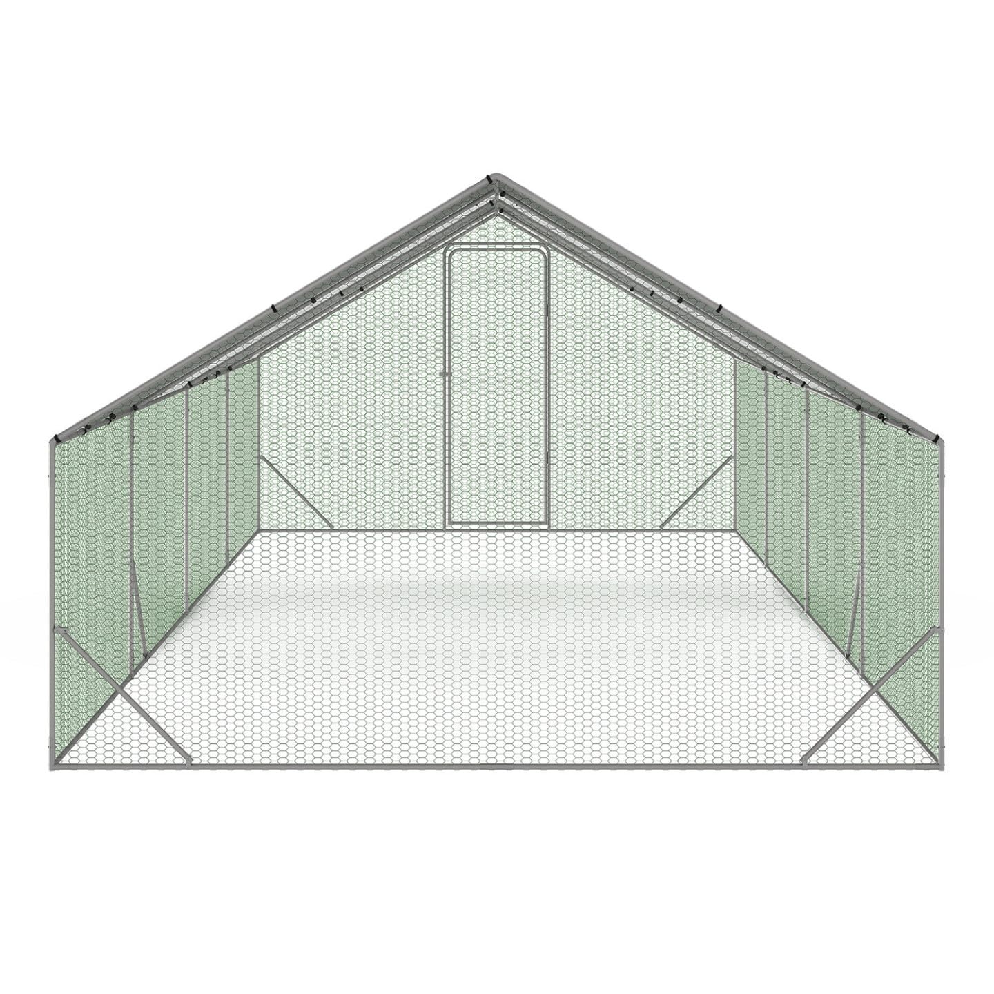 IDMarket - Sécurisé, Imperméable Enclos poulailler 24 m² Parc grillagé 8x3 M Acier galvanisé, pour Chat, vert ou gris