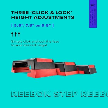Reebok Fitness Multipurpose Adjustable Aerobic and Strength Training Workout Step Platform for HIIT, Cardio, and General Sessions