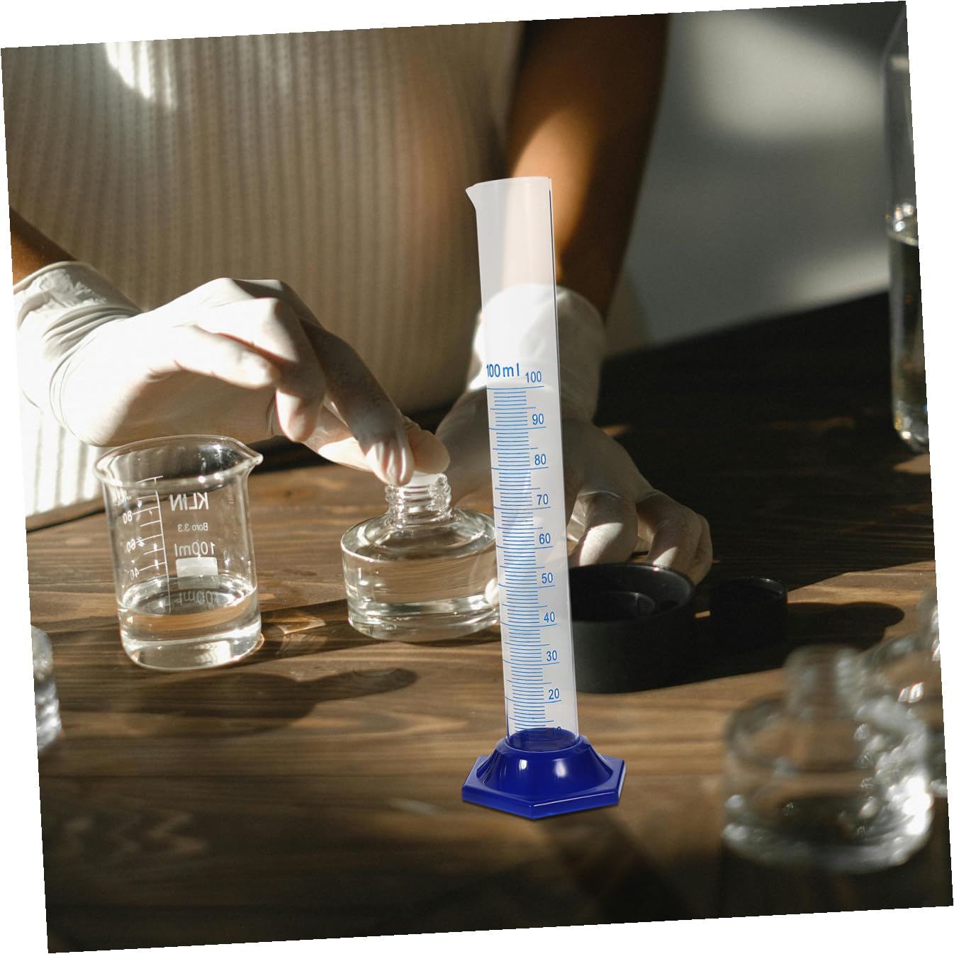 ULTECHNOVO Science Lab Equipment Set Graduated Cylinders Glass Plastic Dropper and Brush for Precise Measurement