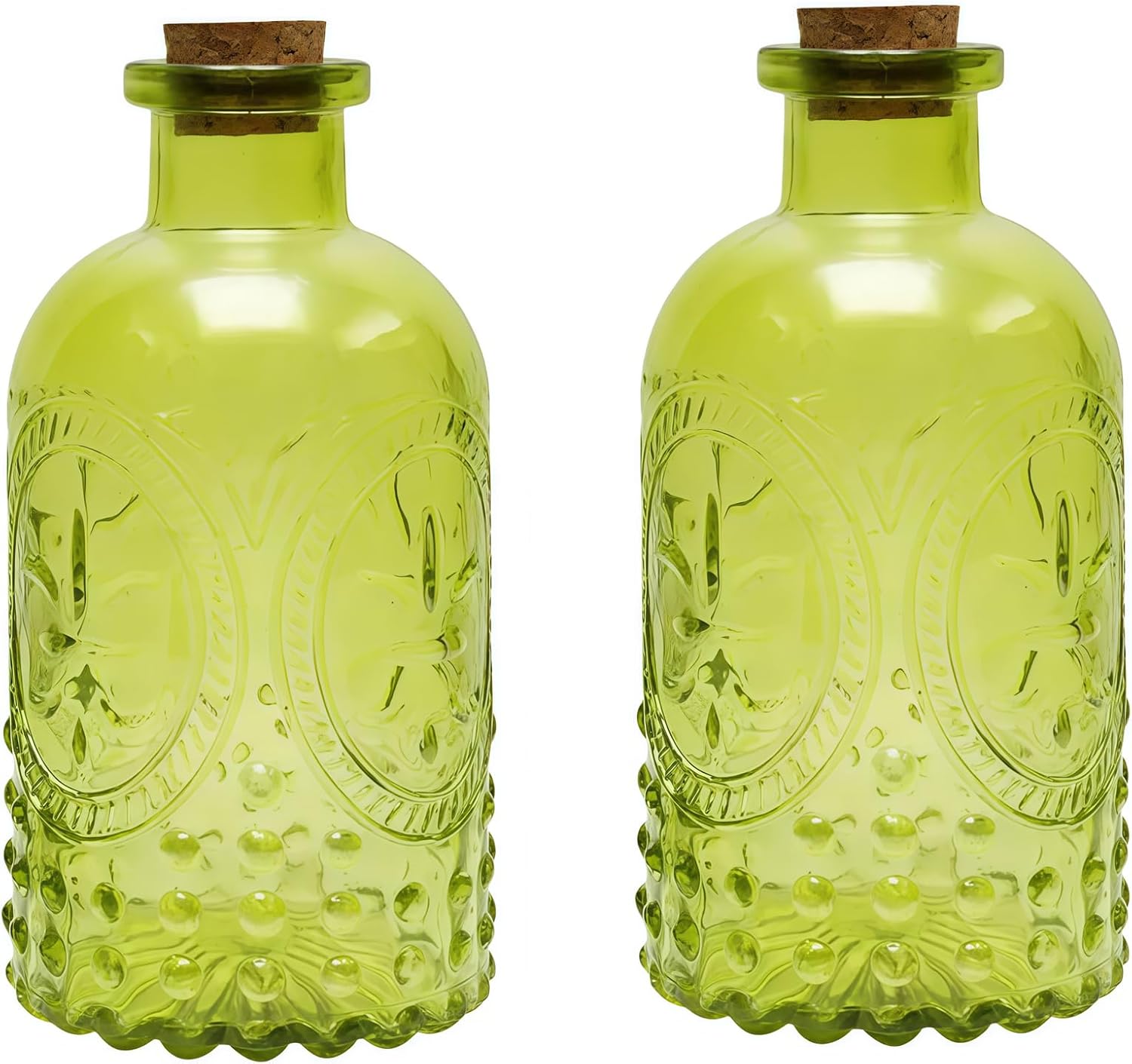 2Pcs Amber Glass Reed Diffuser Bottles,Apothecary Diffuser Decorative Bottles with Cork Lid,Small Flower Bud Vase,Aromatherapy Container for DIY Replacement Diffuser,Reed Sticks,Crafts Decor