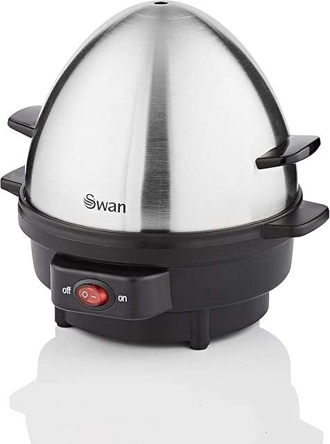 Swan SF21020N 7 Egg Boiler and Poacher, Featuring 3 Cook Settings, 350w, Black/Stainless Steel