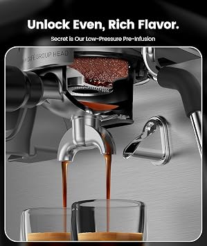 Kndko 20 Bar Espresso Machines with Grinder, Double Boiler Espresso Maker with Milk Frother Steam Wand, Programmable Coffee Maker for Home Cappuccino Latte & Americano
