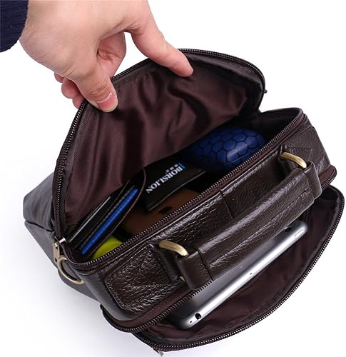 Vista 5 de Bolso bandolera de cuero genuino para hombre