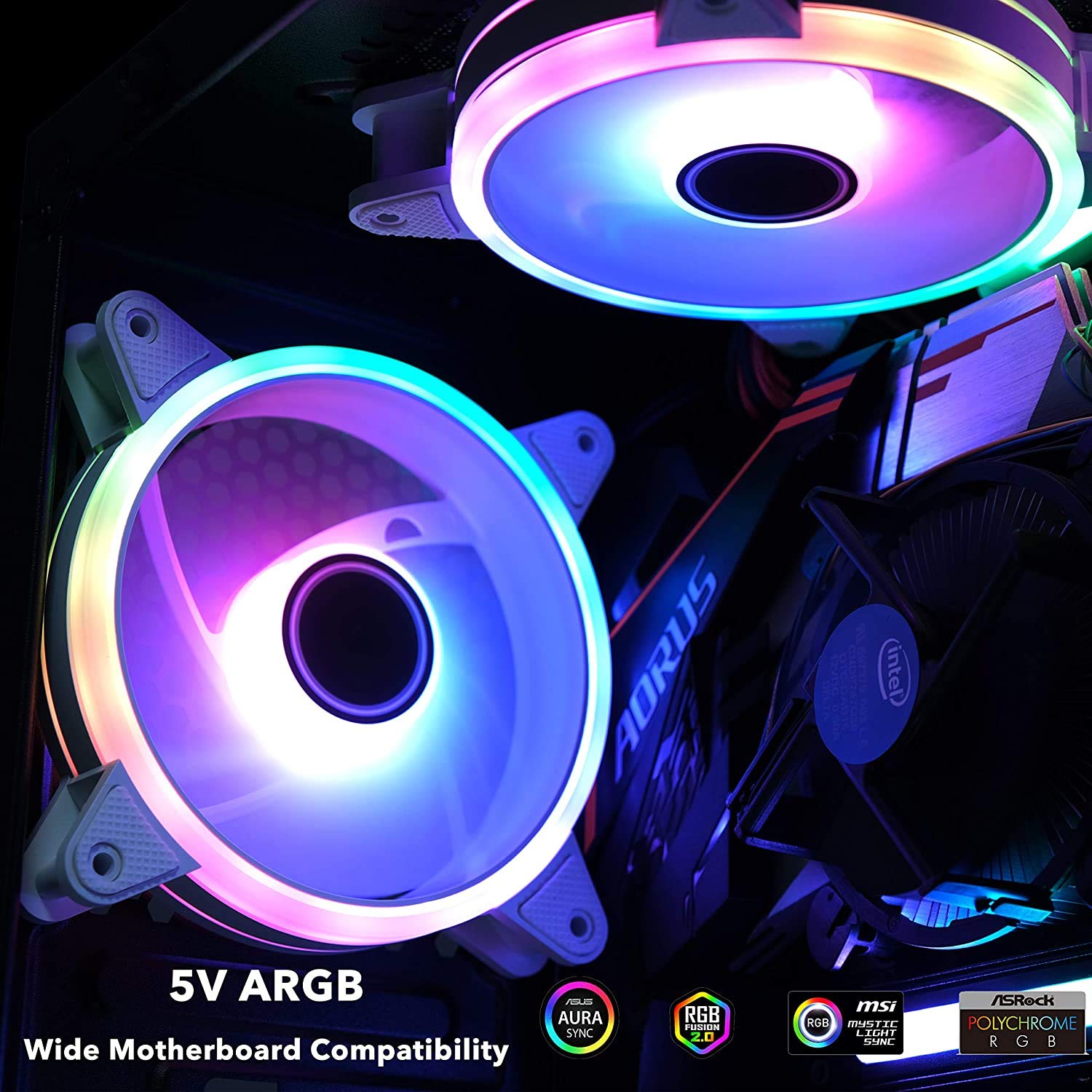 Amazon | EZDIY-FAB 120mm 白枠 ARGB PWM PCケースファン - 1本