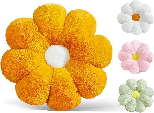 Miniatura 6 de Ailive Almohada decorativa con forma de margarita amarilla de 17.7 pulgadas para niños, adolescentes y niñas